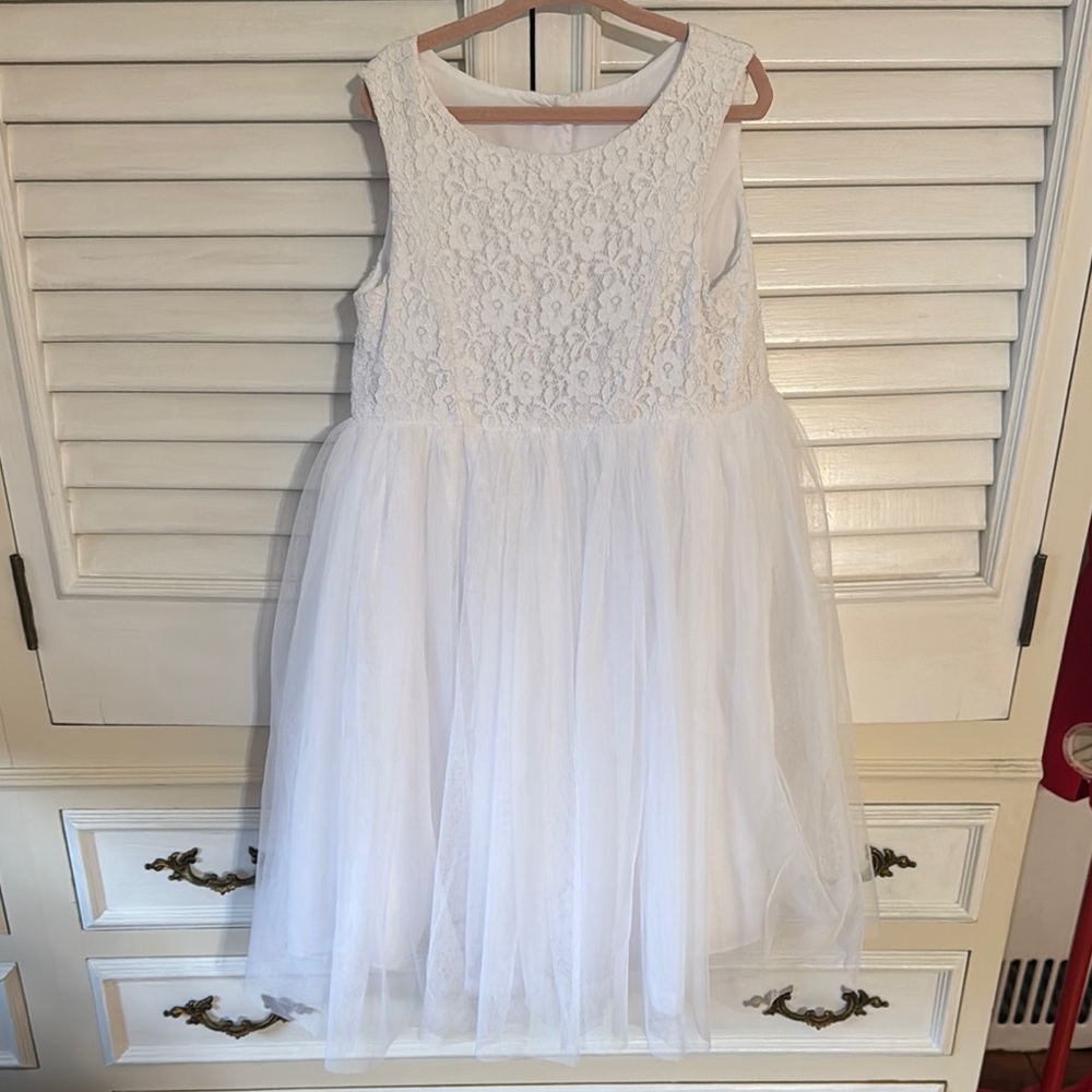 Communion Elegant White Lace Dress